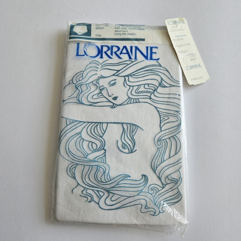 Vintage Underwear NEW Lorraine White Cotton Brief Panties size 7 Style 1754